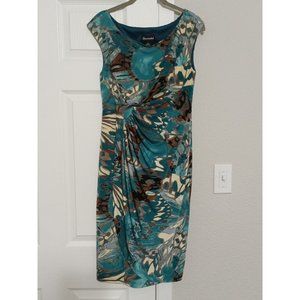 Women's Connected Stretchy Multicolor Career Ruched Dress Size 8